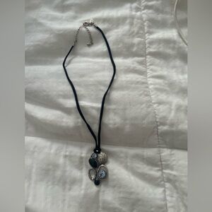 Lia Sophia Silver and Black and Blue Pendant Necklace